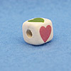 Alphabet Beads - HEART - Ceramic - Cube - White / Colored Hearts - Ceramic Alpha Beads - HEART - 