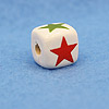 Alphabet Beads - STAR - Ceramic - Cube - White / Colored Stars - Ceramic Alpha Beads - STAR - 