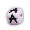 Alphabet Beads - A - Ceramic - Cube - White / Black Lettering - Ceramic Alpha Beads - A - Ceramic Alpabet Beads - Ceramic Letter Beads - Ceramic Alphabet Letter Beads - 