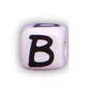 Alphabet Beads - B- Ceramic - Cube - White / Black Lettering - Ceramic Alpha Beads - B - Ceramic Alpabet Beads - Ceramic Letter Beads - Ceramic Alphabet Letter Beads - 