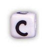 Alphabet Beads - C - Ceramic - Cube - White / Black Lettering - Ceramic Alpha Beads - C - Ceramic Alpabet Beads - Ceramic Letter Beads - Ceramic Alphabet Letter Beads - 
