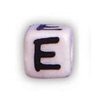 Alphabet Beads - E - Ceramic - Cube - White - Ceramic Alpha Beads - E - Ceramic Alpabet Beads - Ceramic Letter Beads - Ceramic Alphabet Letter Beads - 