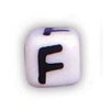 Alphabet Beads - F - Ceramic - Cube - White / Black Lettering - Ceramic Alpha Beads - F - Ceramic Alpabet Beads - Ceramic Letter Beads - Ceramic Alphabet Letter Beads - 