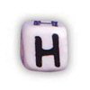 Alphabet Beads - H - Ceramic - Cube - White / Black Lettering - Ceramic Alpha Beads - H - Ceramic Alpabet Beads - Ceramic Letter Beads - Ceramic Alphabet Letter Beads - 
