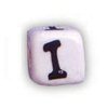 Alphabet Beads - I - Ceramic - Cube - White / Black Lettering - Ceramic Alpha Beads - I - Ceramic Alpabet Beads - Ceramic Letter Beads - Ceramic Alphabet Letter Beads - 