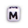 Alphabet Beads - M - Ceramic - Cube - White / Black Lettering - Ceramic Alpha Beads - M - Ceramic Alpabet Beads - Ceramic Letter Beads - Ceramic Alphabet Letter Beads - 