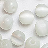 Round Glass Cat Eye Beads - White - Glass Beads - Tiger Eye Beads - 