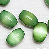 Oval Glass Cat Eye Beads - Green - Glass Beads - Tiger Eye Beads - 