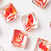 Cube Glass Swirl Beads - Red And Clear - Glass Beads - Swirl Beads - Cube Beads - 