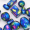 Glass Beads Metallic Mix - Navy Blue With Assorted Colored Stars - Glass Beads - 