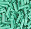 Glass Bugle Beads - Green Op - Tube Beads - Cylinder Beads - 