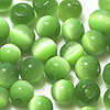 Glass Cat Eye Beads - Round Fiber Optic Beads - Dk Green - Glass Beads - Cats Eye Glass Beads - 