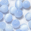 Glass Cat Eye Beads - Round Fiber Optic Beads - Sky Blue - Glass Beads - Cats Eye Glass Beads - 
