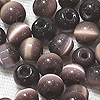 Glass Cat Eye Beads - Round Fiber Optic Beads - Dk Plum - Glass Beads - Cats Eye Glass Beads - 