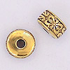 Floral Drum Beads - Antique Gold - Old World Metal Bead - 