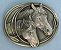 Pewter Colored Oval Western Belt Buckle with Horses -  - 