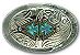 Chrome Colored Oval Belt Buckle with Turquoise Cabochons - Belt Buckles - Western Belt Buckle - 