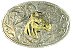 Lt Silver Ornate Oval Belt Buckle with Horse -  - 