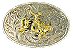 Lt Silver Ornate Oval Belt Buckle with Gold Bull Rider -  - 