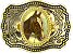 Rectangle Belt Buckle with Horse Head Insert - Gold - Belt Buckle - 