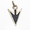 Arrowhead Pendant - Arrowhead Charm - Dk Blue Marbled Stone - Silver Arrohead Pendant - 