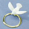 White Dove on Gold Ring - Plastic White Doves - Bridal Shower Decorations - 