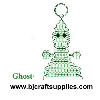 Beaded Ghost Key Chain Pattern - Free Beaded Ghost Keyring Pattern - Free Beaded Keyring Craft Instructions