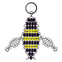 Beaded Bumble Bee Key Chain Pattern - Free Beaded BumbleBee Keyring Pattern - Fun Beaded Key Rings