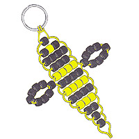 Beaded Bumble Bee Key Chain Pattern - Free Beaded Bumblebee Keyring Pattern - Fun Beaded Key Rings