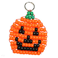 Make this fun beaded jack-o-lantern key chains - Beaded Halloween Keychain
