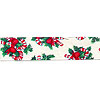 Fabric Christmas Print Ribbon - White - Holiday Ribbon - Christmas Ribbon - Cloth Ribbon - 