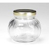 Jar with Metal Lid - Clear - Clear Glass - Melon Shape - 