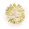 Craft Glitter Tinsel PomPoms - White / Gold - Sparkle Pom Poms - Glitter Pom Poms - Sparkly Pom Poms - 