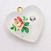 Frosted Heart with Flower - RED - Jewelry Findings - Jewelry Charms - Heart Pendant - 