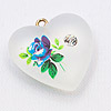 Frosted Heart with Flower - BLUE - Jewelry Findings - Jewelry Charms - Heart Pendant - 
