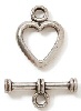 Heart Shaped Metal Toggle Clasp - Silver - Toggle Jewelry Clasp - 