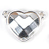 Silver Faceted Hearts Jewelry Connectors - Bracelet Connectors - Jewelry Spacers - 