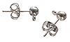 Ball with Loop and Butterfly - Bright Silver - Stud Earrings - 