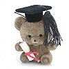 Miniature Flocked Graduation Bears - Mini Flocked Bears - Assorted Browns - Flocked Bears - Graduation Decorations - 