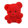 Miniature Flocked Bears - Red - Flocked Miniature Red Bears - 