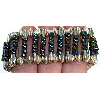 Safety Pin Bracelet Project with Iridescent E-Beads from BJ