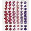 Stick on Round Faceted Rhinestone - Reds / Pinks / Purples - Rhinestones - Sticky Back Rhinestones - Adhesive Gems - 