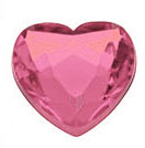 Flatback Rhinestone Hearts - Dk Pink - Rhinestone Hearts - Faceted Rhinestone Hearts - Acrylic Heart Rhinestones - 