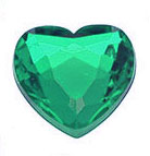 Flatback Rhinestone Hearts - EMERALD - Rhinestone Hearts - Faceted Rhinestone Hearts - Acrylic Heart Rhinestones - 
