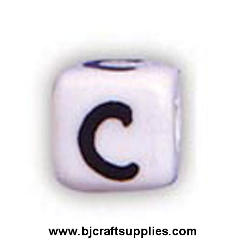Ceramic Alpha Beads - C - Ceramic Alpabet Beads - Ceramic Letter Beads - Ceramic Alphabet Letter Beads