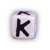 Alphabet Beads - K - Ceramic - Cube - Ceramic Alpha Beads - K - Ceramic Alpabet Beads - Ceramic Letter Beads - Ceramic Alphabet Letter Beads