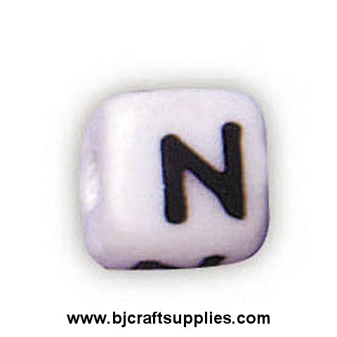 Ceramic Alpha Beads - N - Ceramic Alpabet Beads - Ceramic Letter Beads - Ceramic Alphabet Letter Beads