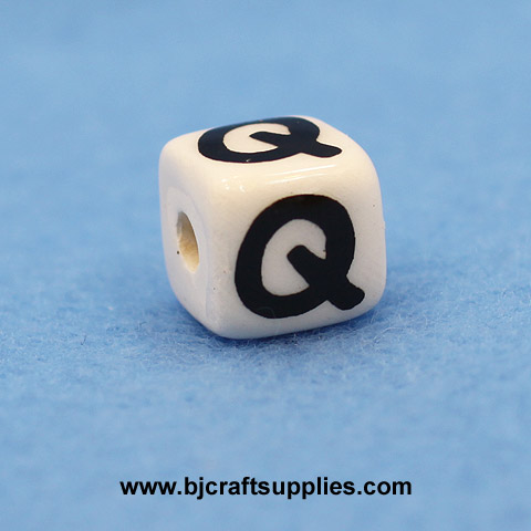 Ceramic Alpha Beads - Q - Ceramic Alpabet Beads - Ceramic Letter Beads - Ceramic Alphabet Letter Beads