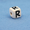 Alphabet Beads - R - Ceramic - Cube - Ceramic Alpha Beads - R - Ceramic Alpabet Beads - Ceramic Letter Beads - Ceramic Alphabet Letter Beads