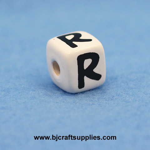 Ceramic Alpha Beads - R - Ceramic Alpabet Beads - Ceramic Letter Beads - Ceramic Alphabet Letter Beads